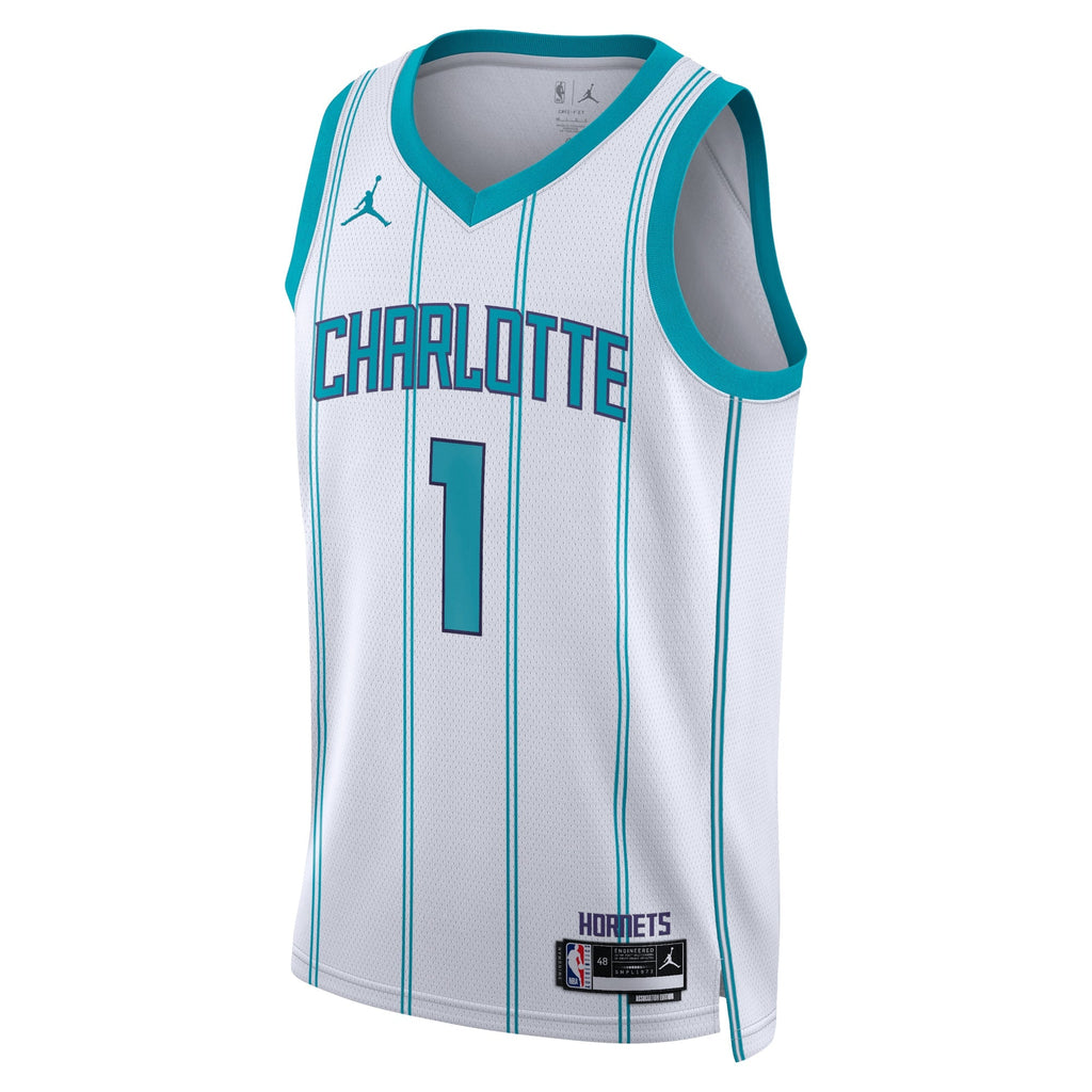 Charlotte Hornets Jordan Brand Association Edition Swingman Jersey - White - LaMelo Ball - Unisex product image 2, provided