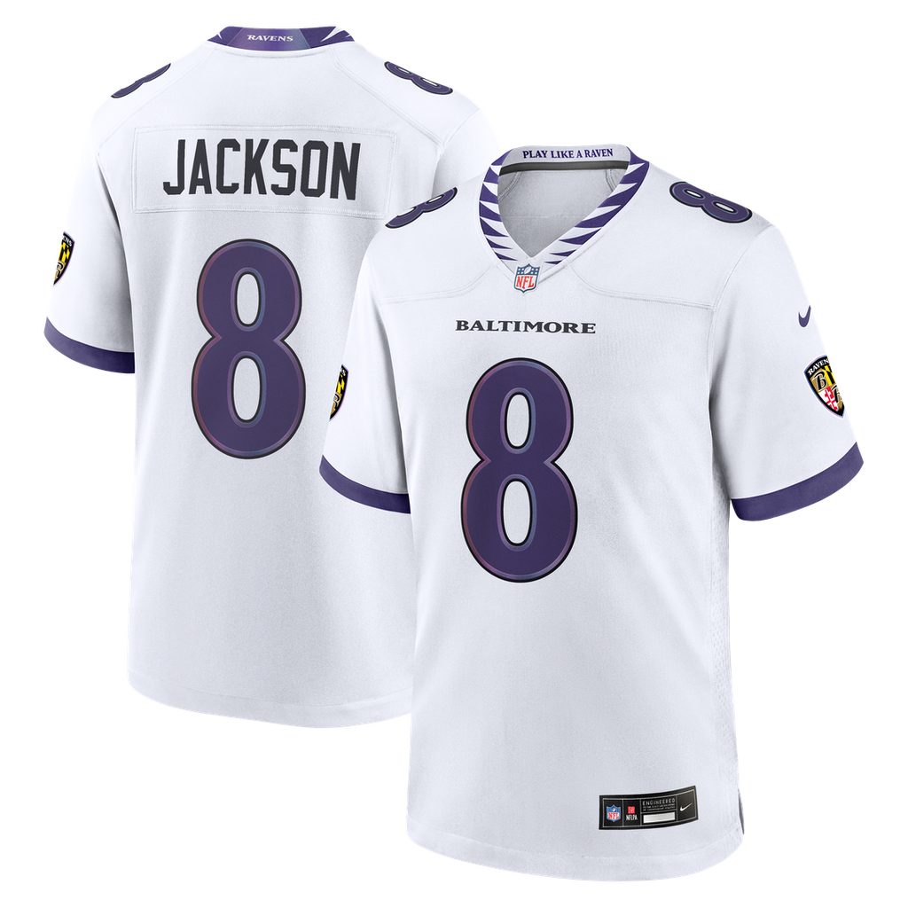 Baltimore Ravens Lamar Jackson Nike White Game Jersey product image 15, provided for visual reference and product detail