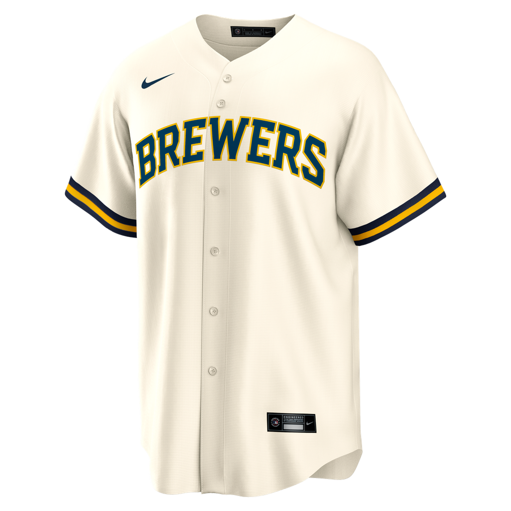 Milwaukee Brewers Bob Uecker Nike Cream Home Retired Player Replica Jersey product image 2, provided for visual reference