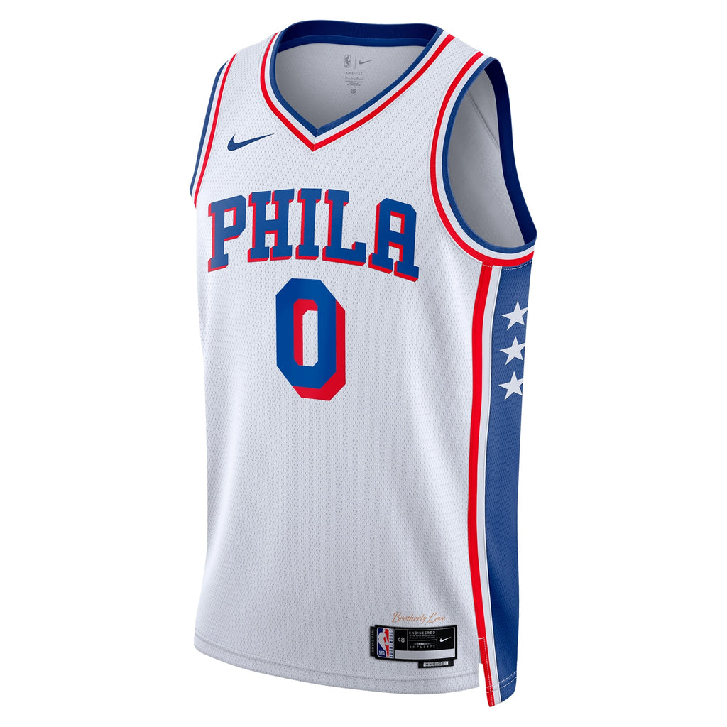 Philadelphia 76ers Nike Association Edition Swingman Jersey - White - Tyrese Maxey - Unisex product image 3, provided for