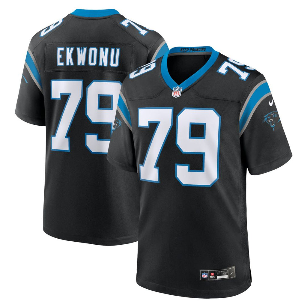 Carolina Panthers Ikem Ekwonu Nike Black Game Jersey product image 1, provided for visual reference and product detail review