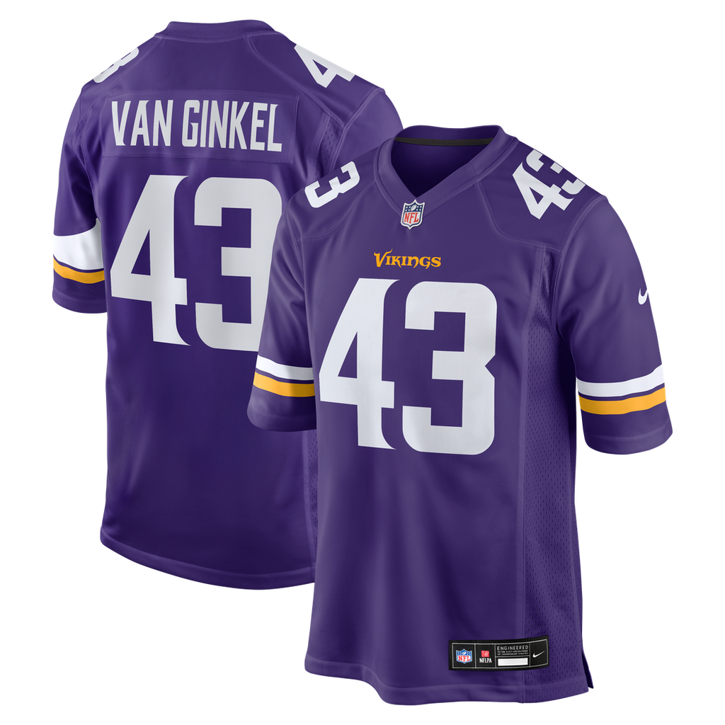 Minnesota Vikings Andrew Van Ginkel Nike Purple Team Game Jersey product image 1, provided for visual reference and product