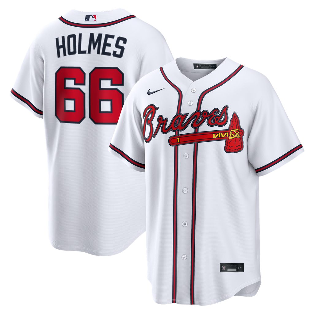 Atlanta Braves Grant Holmes Nike White Home Replica Jersey product image 1, provided for visual reference and product detail