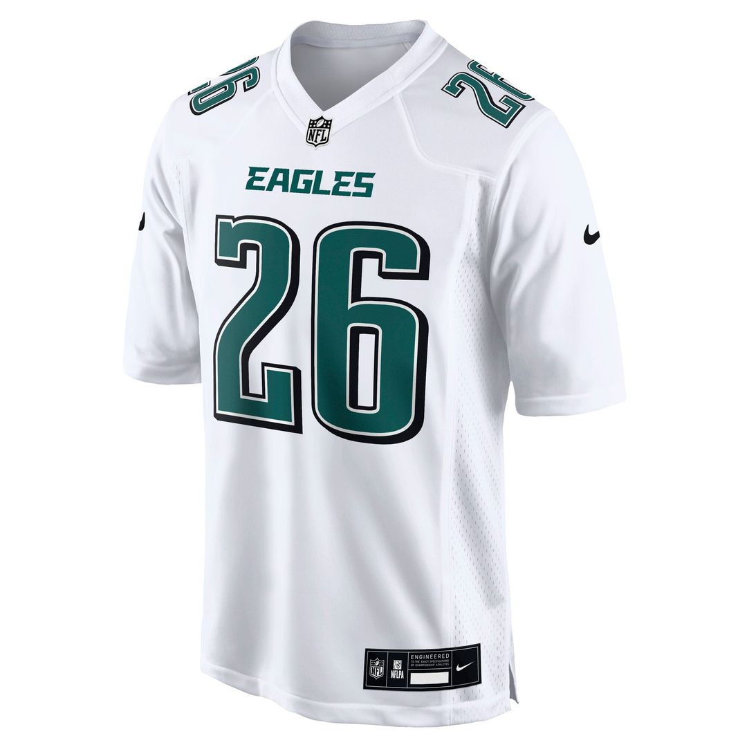 Philadelphia Eagles Saquon Barkley Nike Tundra White Fashion Game Jersey product image 2, provided for visual reference and