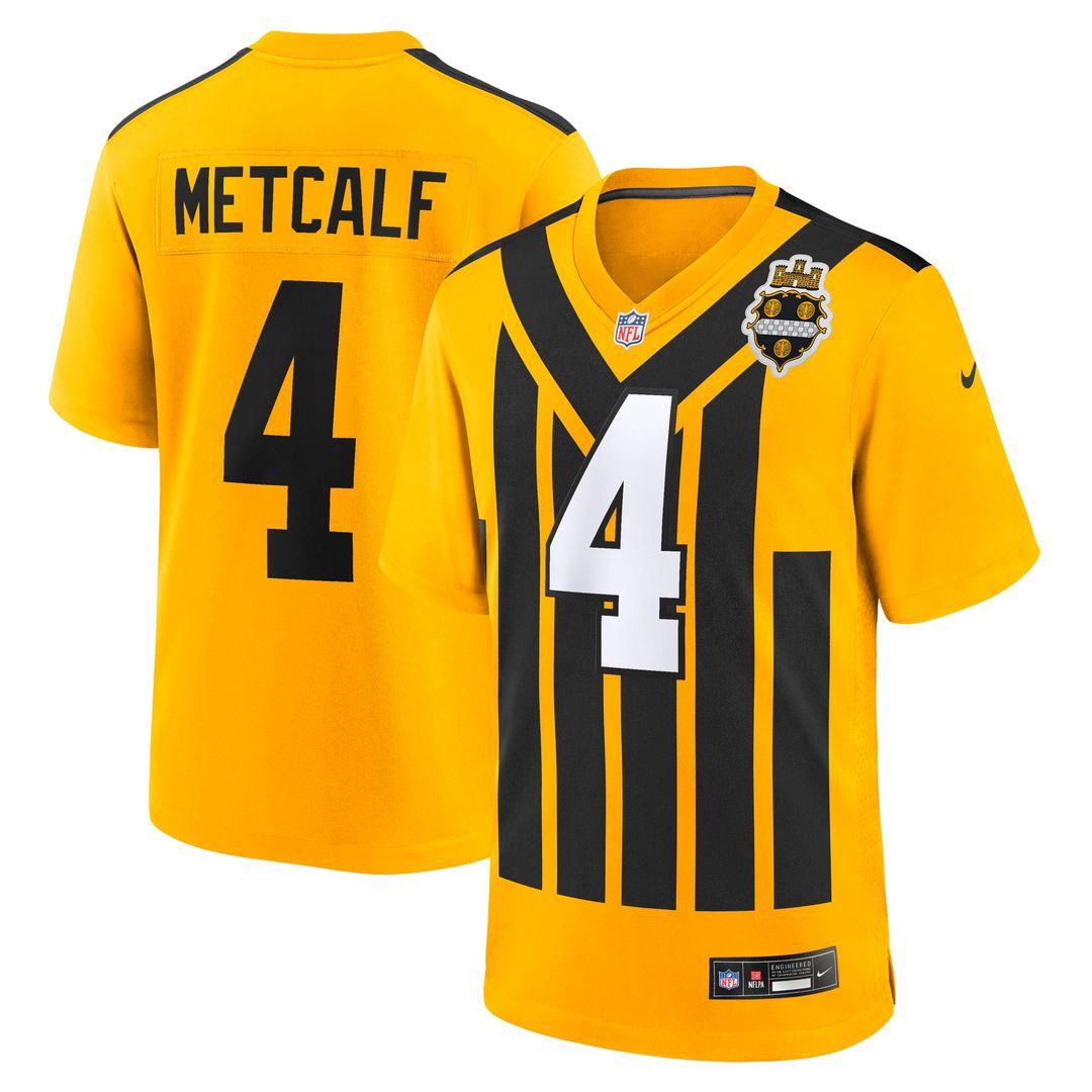 Pittsburgh Steelers DK Metcalf Nike Gold Alternate 1933 Throwback Game Jersey product image 1, provided for visual reference
