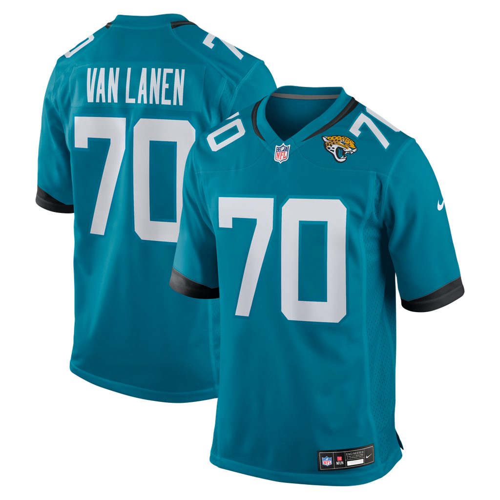 Jacksonville Jaguars Cole Van Lanen Nike Teal Game Player Jersey product image 1, provided for visual reference and product