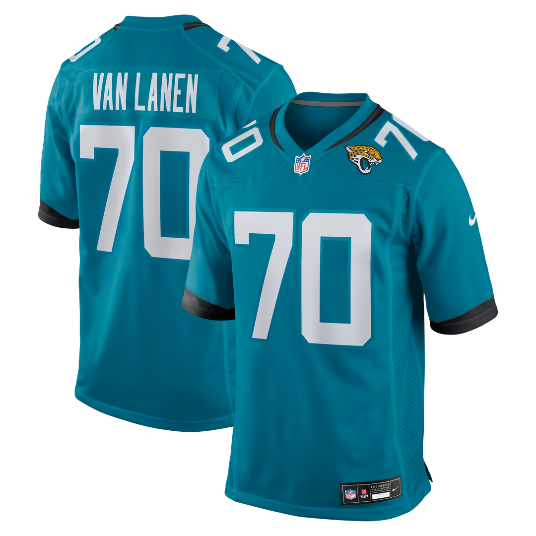 Jacksonville Jaguars Cole Van Lanen Nike Teal Game Player Jersey product image 1, provided for visual reference and product