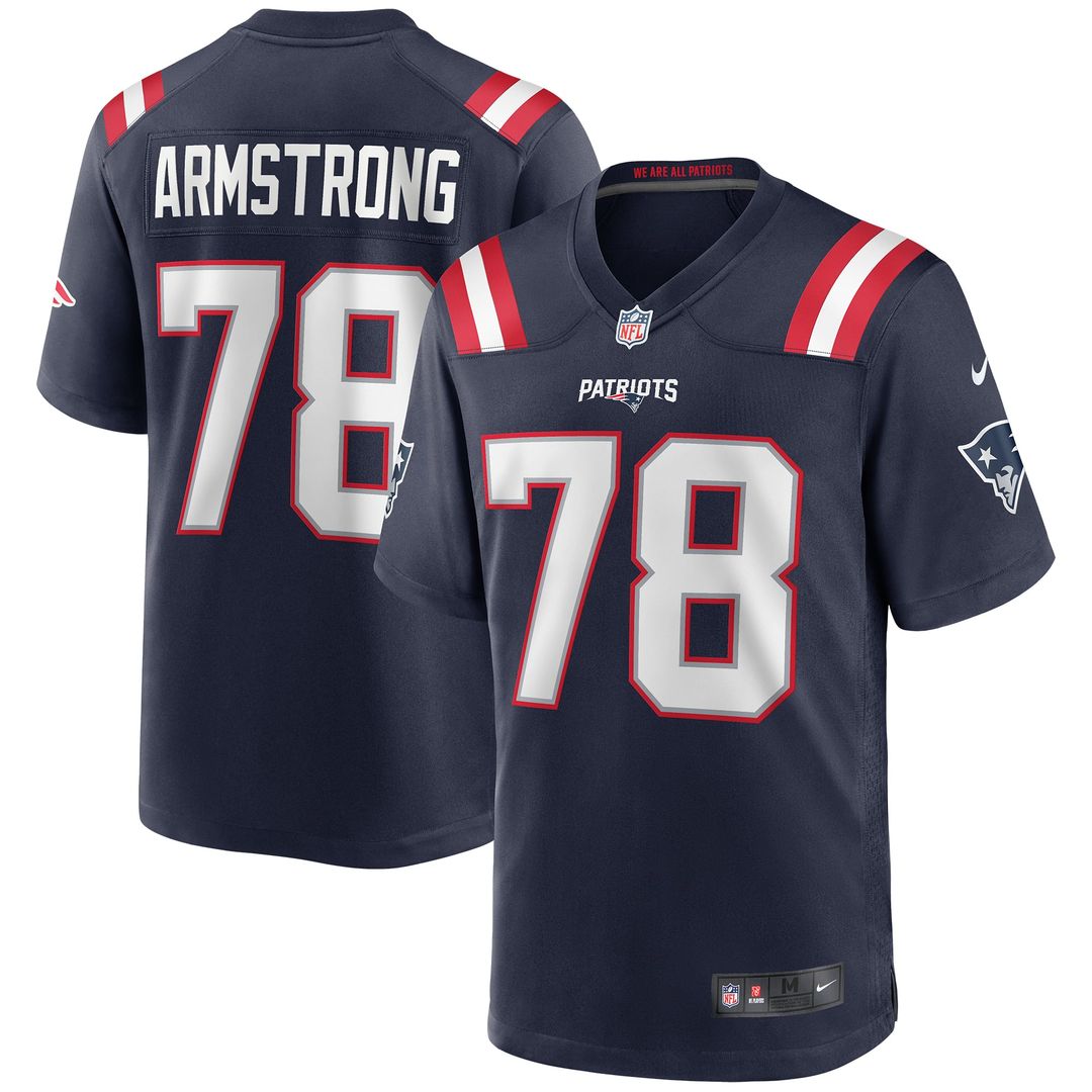New England Patriots Bruce Armstrong Nike Navy Game Retired Player Jersey product image 1, provided for visual reference and