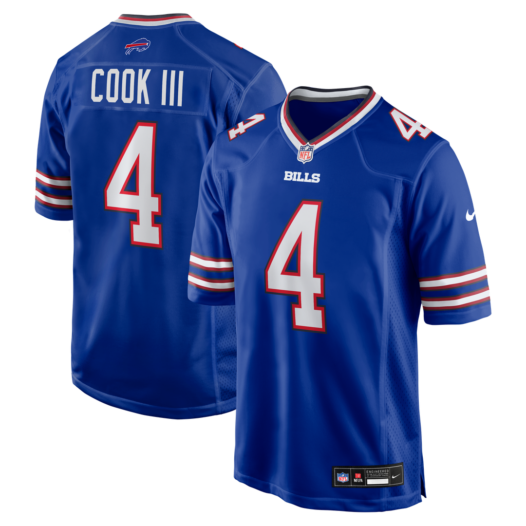 Buffalo Bills James Cook III Nike Royal Team Game Jersey product image 1, provided for visual reference and product detail