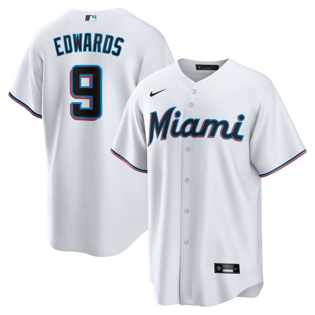 Miami Marlins Xavier Edwards Nike White Home Replica Jersey product image 1, provided for visual reference and product