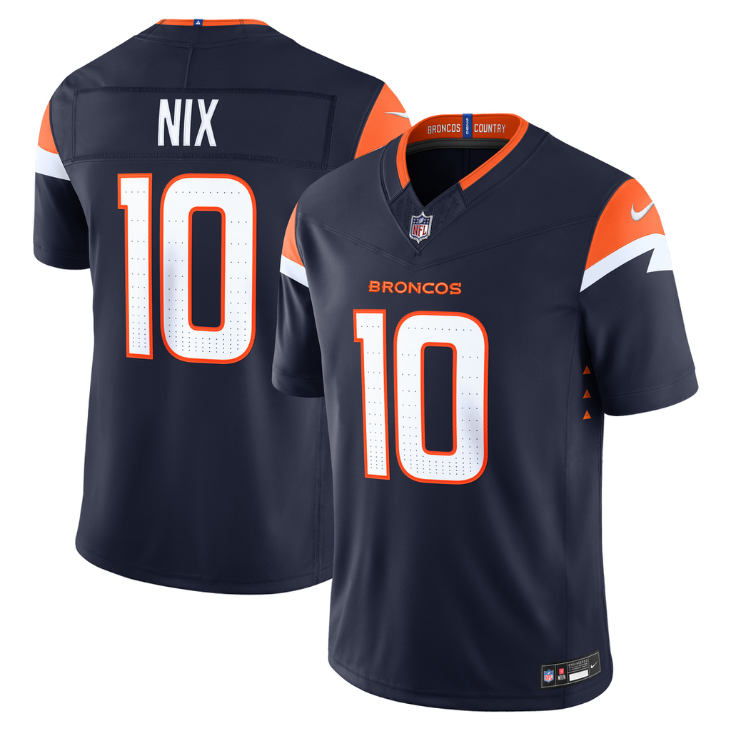 Denver Broncos Bo Nix Nike White Vapor F.U.S.E. Stitched Limited Jersey product image 10, provided for visual reference and