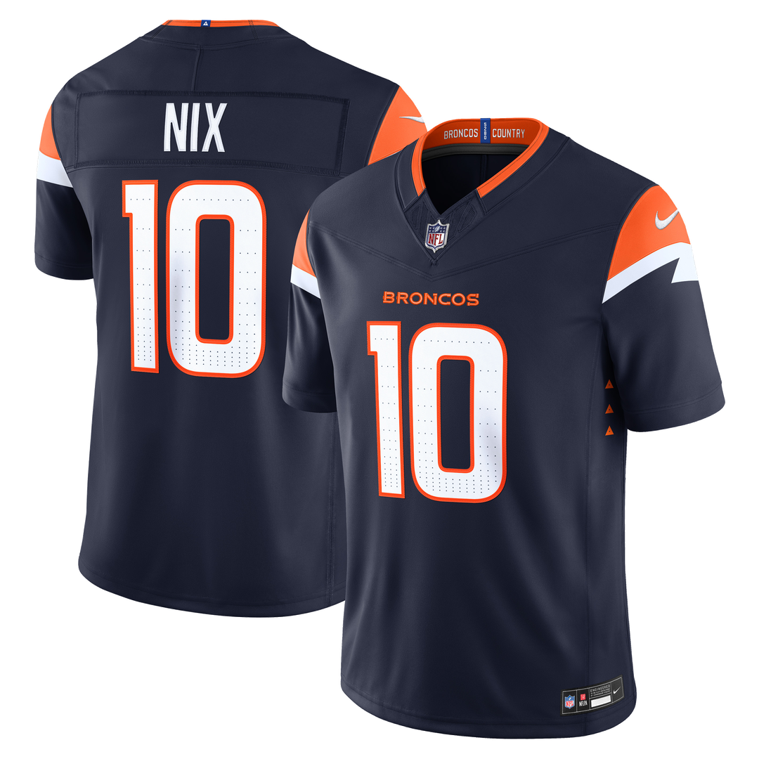 Denver Broncos Bo Nix Nike White Vapor F.U.S.E. Stitched Limited Jersey product image 10, provided for visual reference and