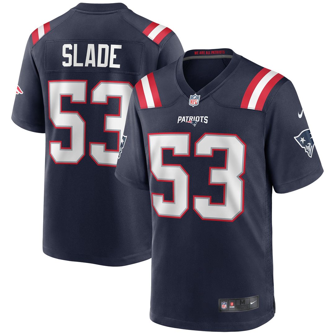 New England Patriots Chris Slade Nike Navy Game Retired Player Jersey product image 1, provided for visual reference and