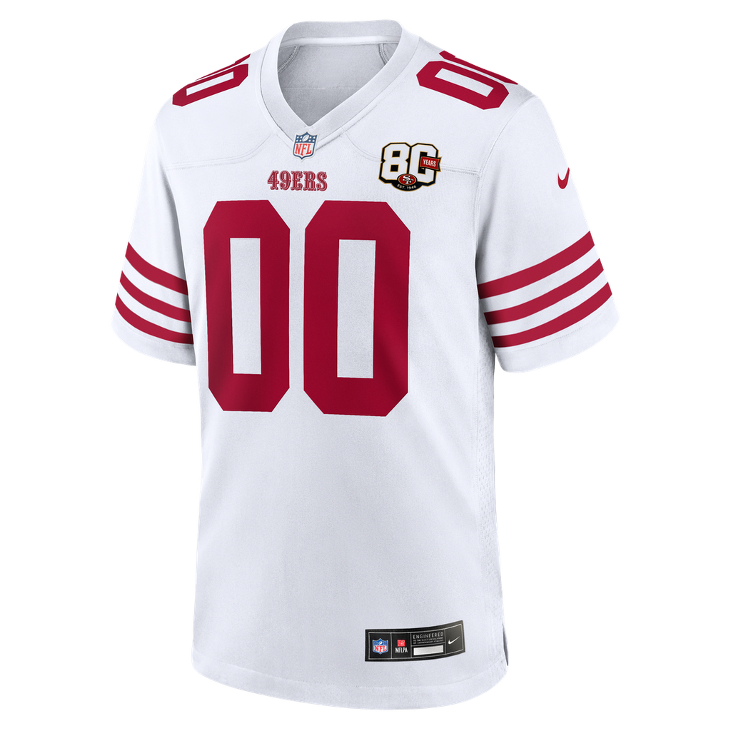 San Francisco 49ers Nike White 80th Anniversary Custom Game Jersey product image 2, provided for visual reference and