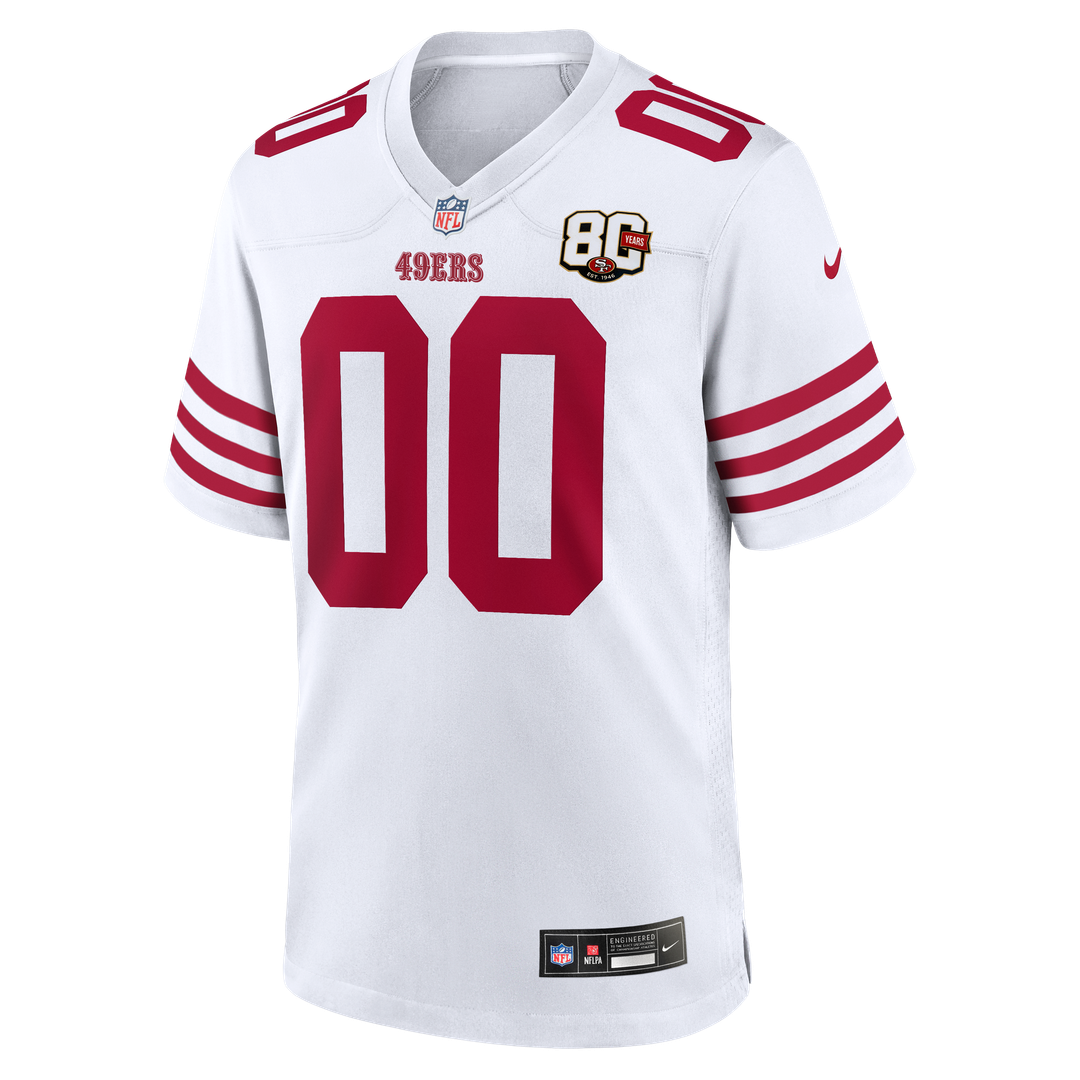 San Francisco 49ers Nike White 80th Anniversary Custom Game Jersey product image 2, provided for visual reference and