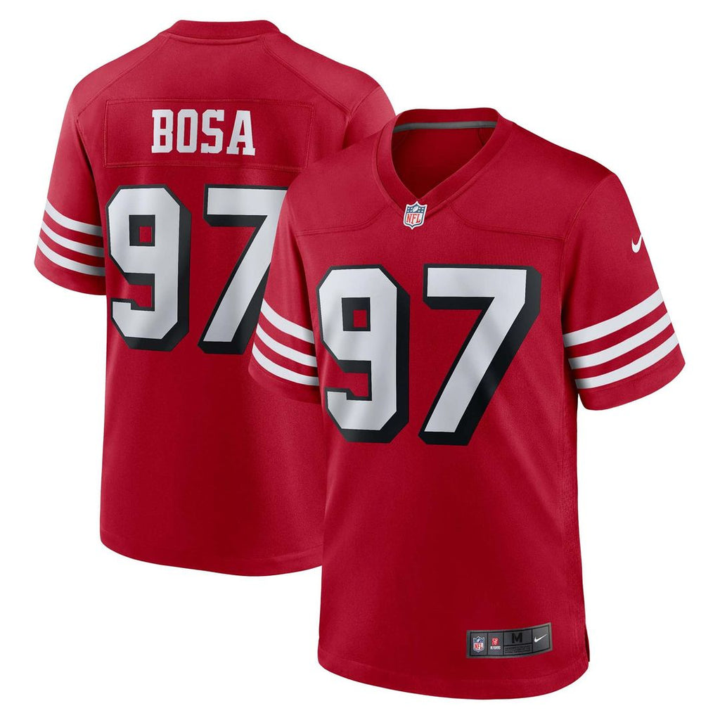 San Francisco 49ers Nick Bosa Nike Scarlet Alternate Game Jersey product image 1, provided for visual reference and product