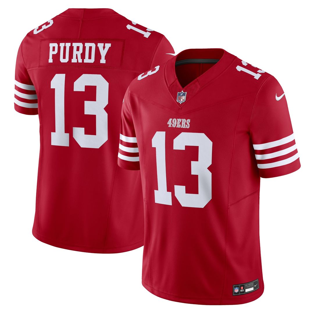 San Francisco 49ers Brock Purdy Nike Scarlet Vapor F.U.S.E. Limited Jersey product image 1, provided for visual reference