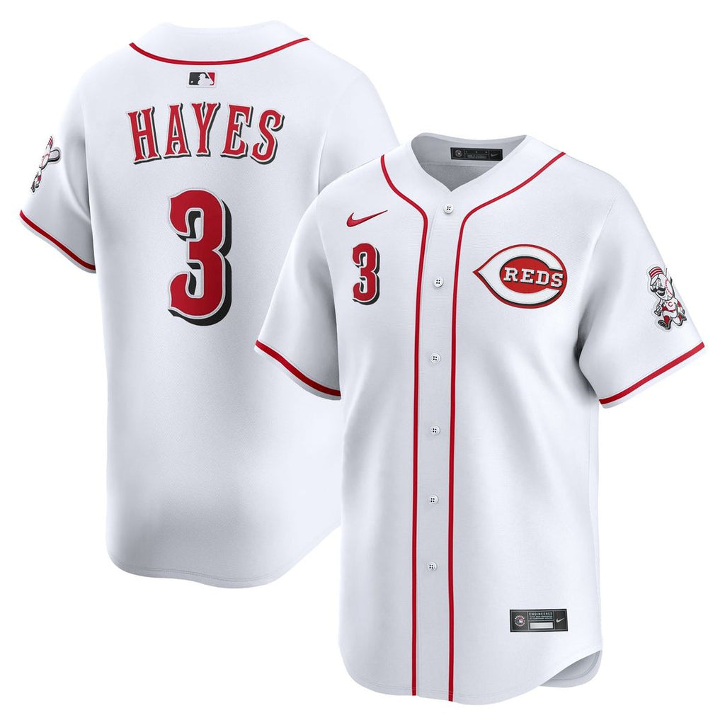 Cincinnati Reds Ke'Bryan Hayes Nike White Home Limited Player Jersey product image 1, provided for visual reference and