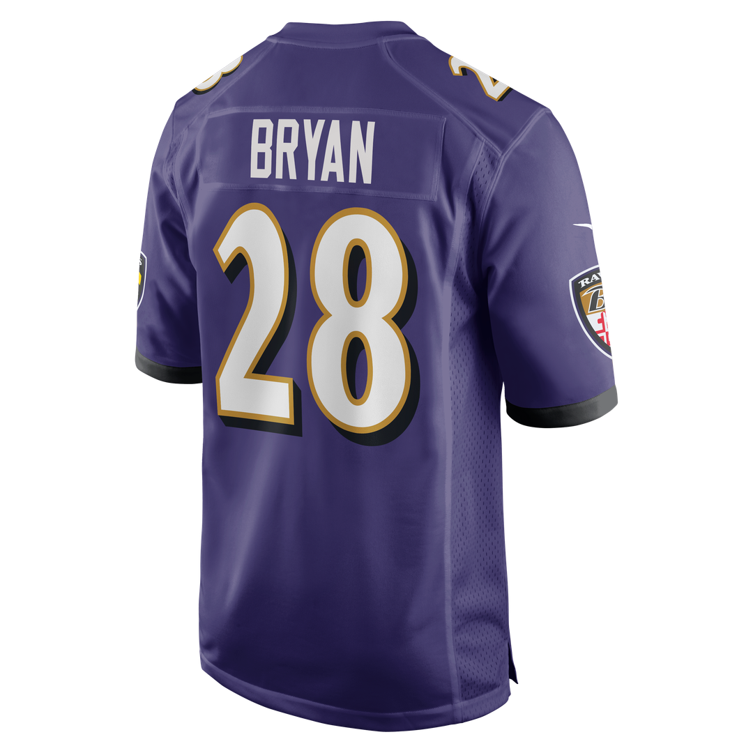 Baltimore Ravens Taven Bryan Nike Purple Team Game Jersey product image 3, provided for visual reference and product detail