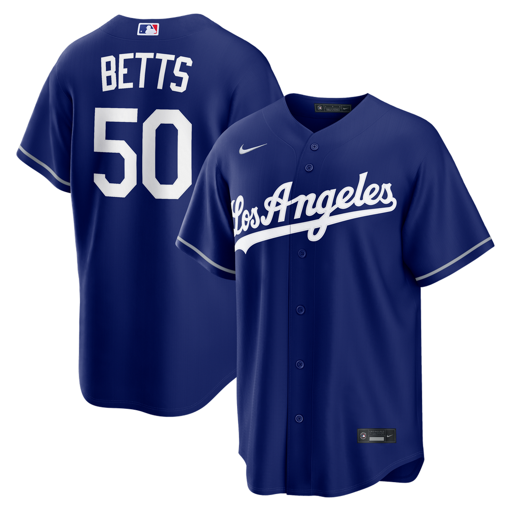 Los Angeles Dodgers Mookie Betts Nike Royal Alternate Replica Jersey product image 1, provided for visual reference and