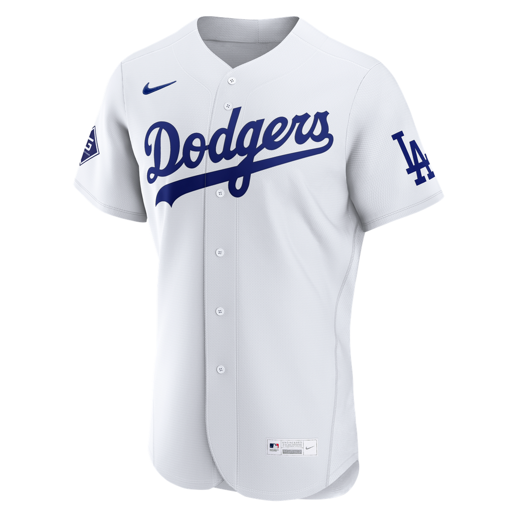 Los Angeles Dodgers Nike White Home Sponsor Patch Authentic Jersey product image 2, provided for visual reference and