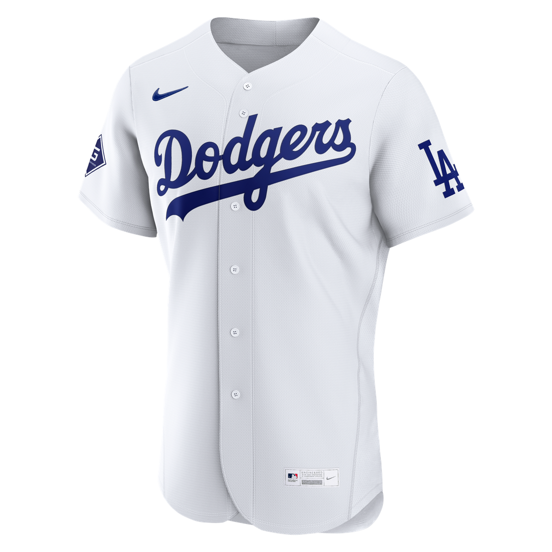 Los Angeles Dodgers Nike White Home Sponsor Patch Authentic Jersey product image 2, provided for visual reference and
