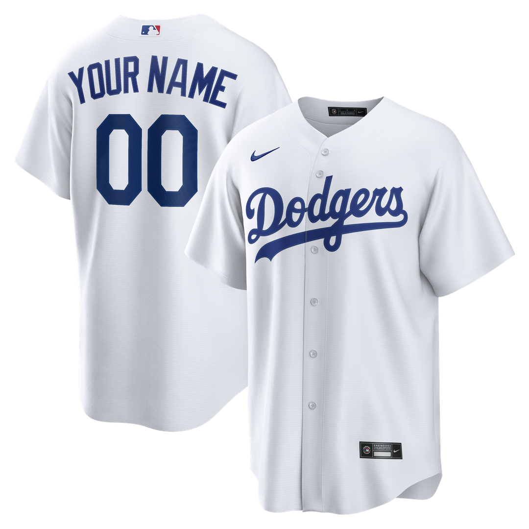 Los Angeles Dodgers Nike White Home Replica Custom Jersey product image 4, provided for visual reference and product detail