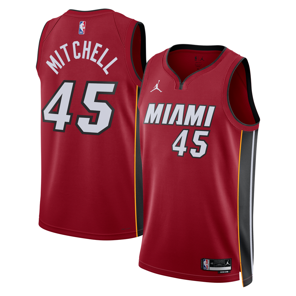 Miami Heat Jordan Brand Statement Edition Swingman Jersey - Red - Davion Mitchell - Unisex product image 2, provided for
