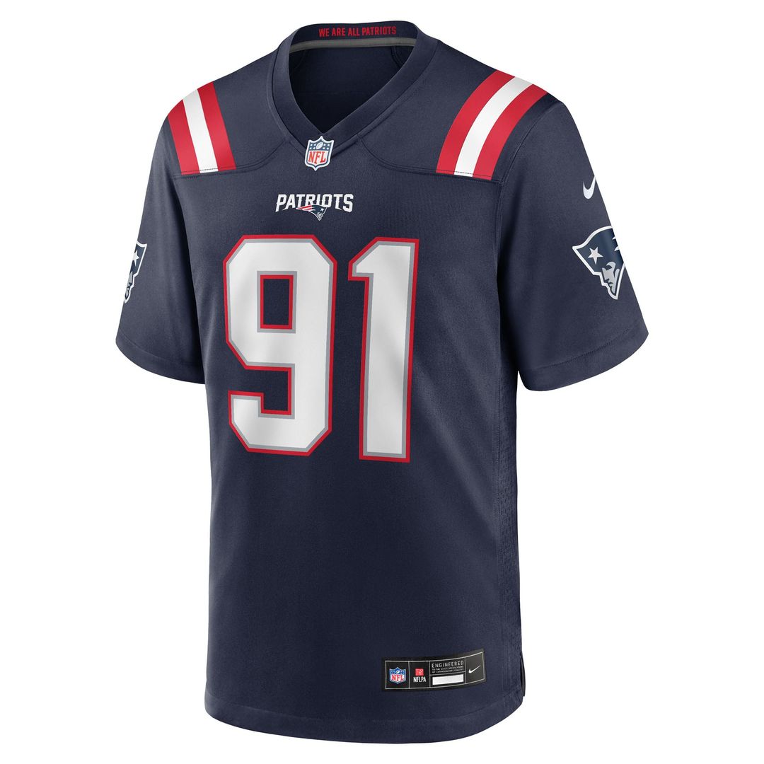 New England Patriots Elijah Ponder Nike Navy Team Game Jersey product image 2, provided for visual reference and product