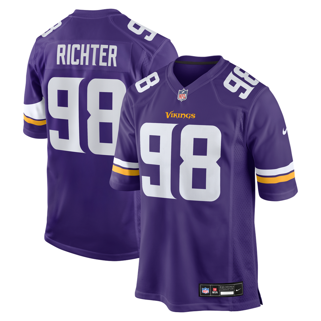 Minnesota Vikings Bo Richter Nike Purple Team Game Jersey product image 1, provided for visual reference and product detail