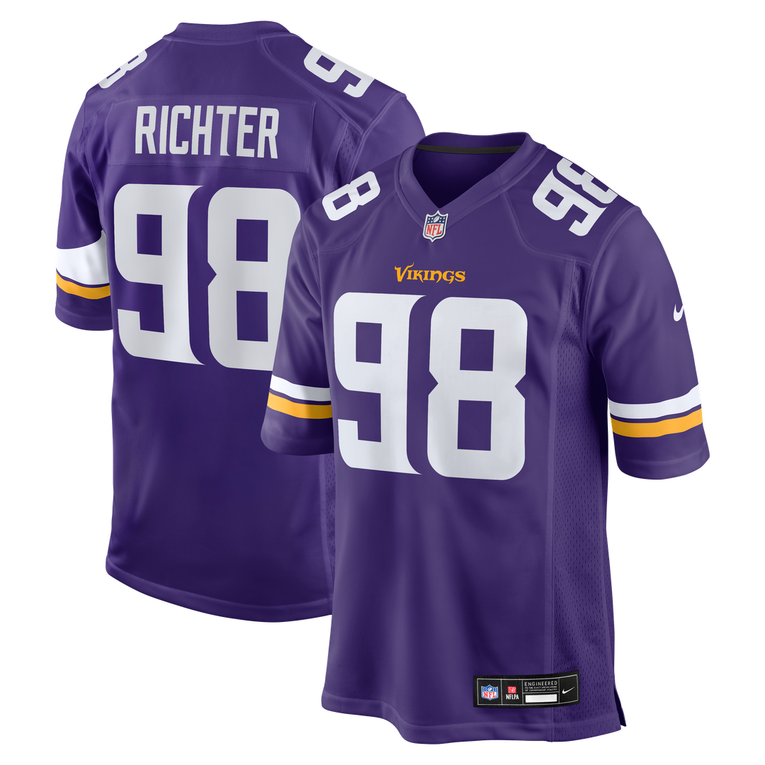 Minnesota Vikings Bo Richter Nike Purple Team Game Jersey product image 1, provided for visual reference and product detail