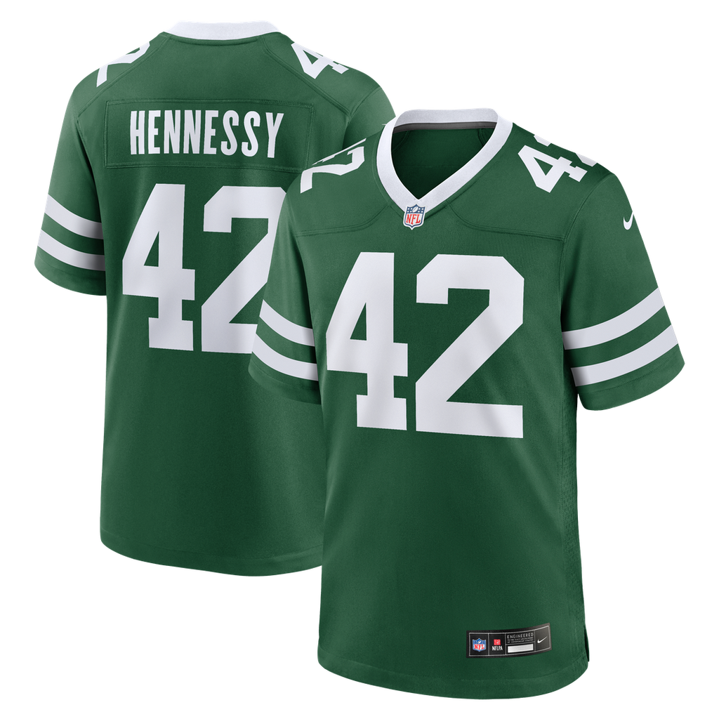 New York Jets Thomas Hennessy Nike Legacy Green Team Game Jersey product image 1, provided for visual reference and product