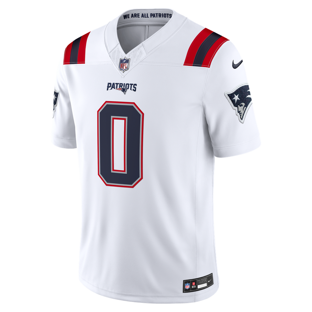 New England Patriots Christian Gonzalez Nike White Vapor F.U.S.E. Stitched Limited Jersey product image 5, provided for