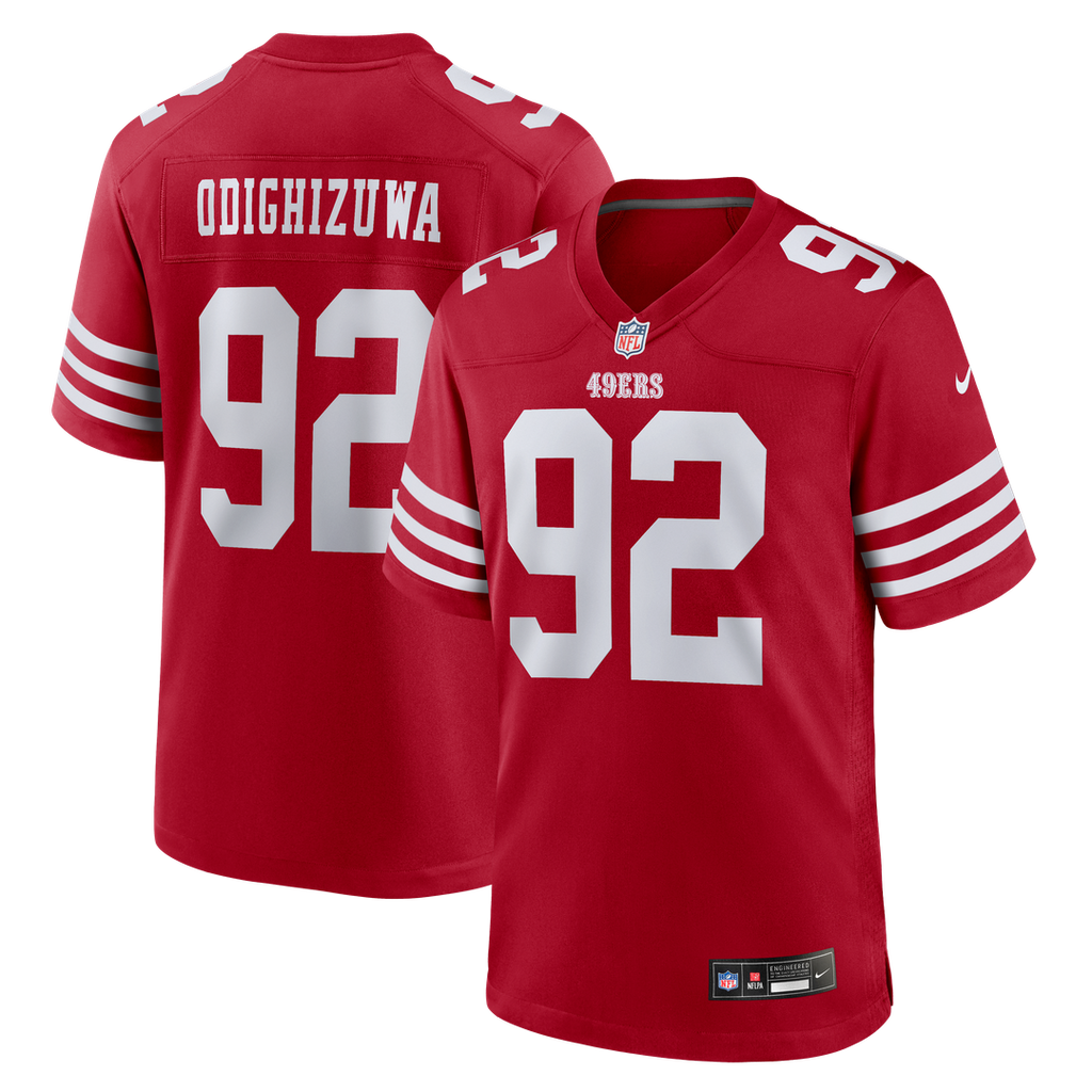 San Francisco 49ers Osa Odighizuwa Nike Scarlet Team Game Jersey product image 1, provided for visual reference and product