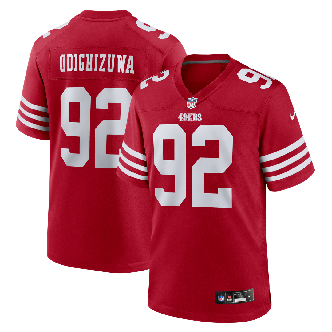 San Francisco 49ers Osa Odighizuwa Nike Scarlet Team Game Jersey product image 1, provided for visual reference and product
