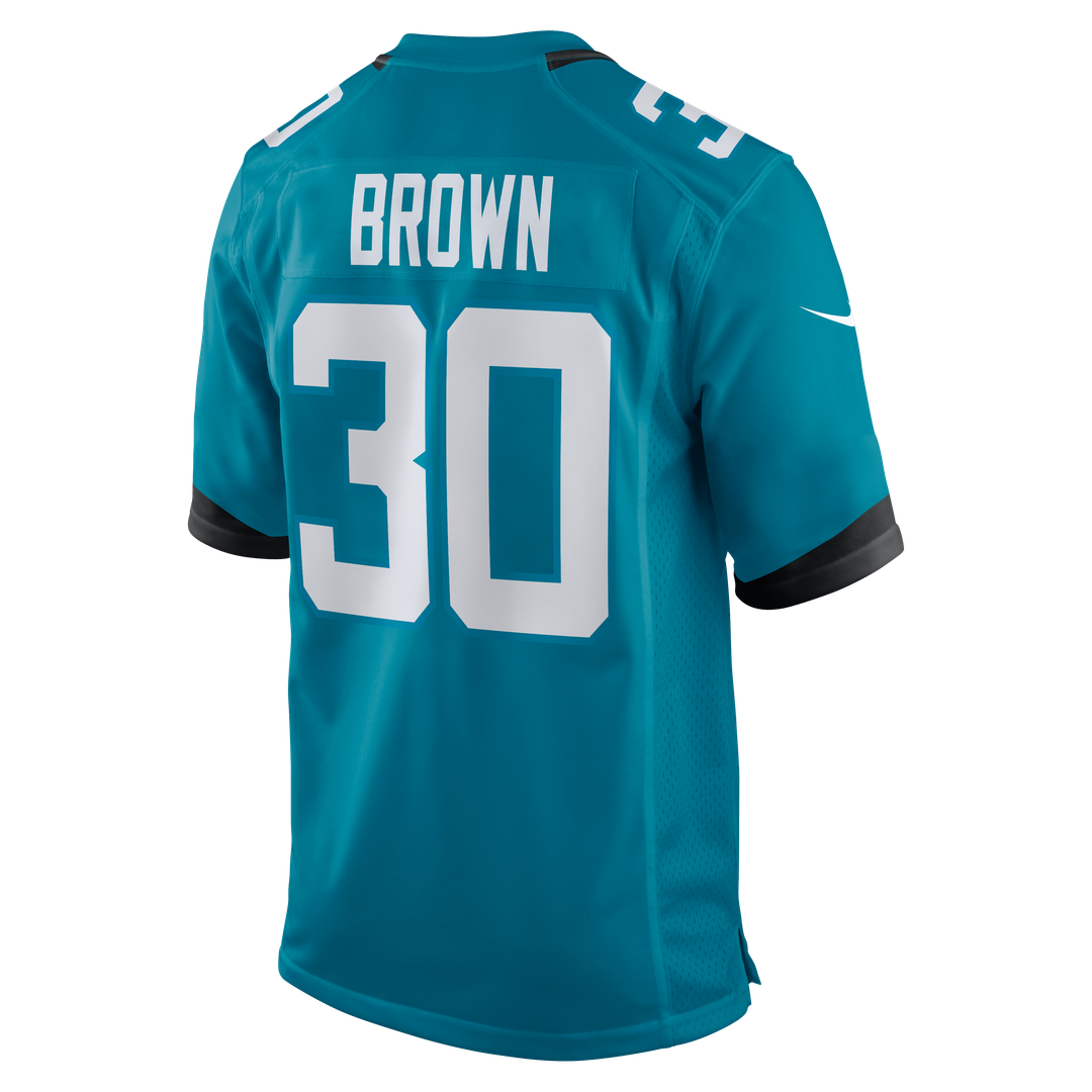 Jacksonville Jaguars Montaric Brown Nike Teal Game Player Jersey product image 3, provided for visual reference and product