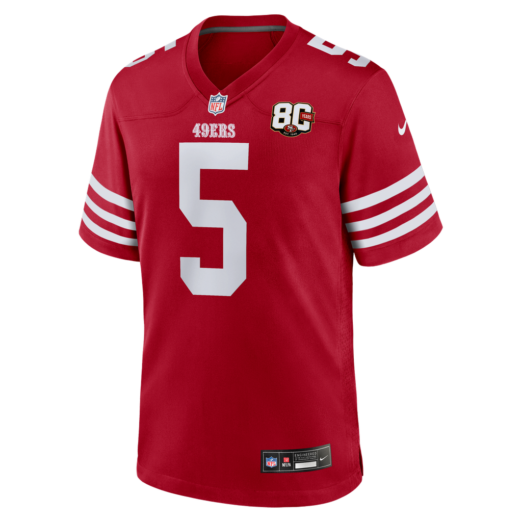 San Francisco 49ers Mike Evans Nike Scarlet 80th Anniversary Game Jersey product image 6, provided for visual reference and