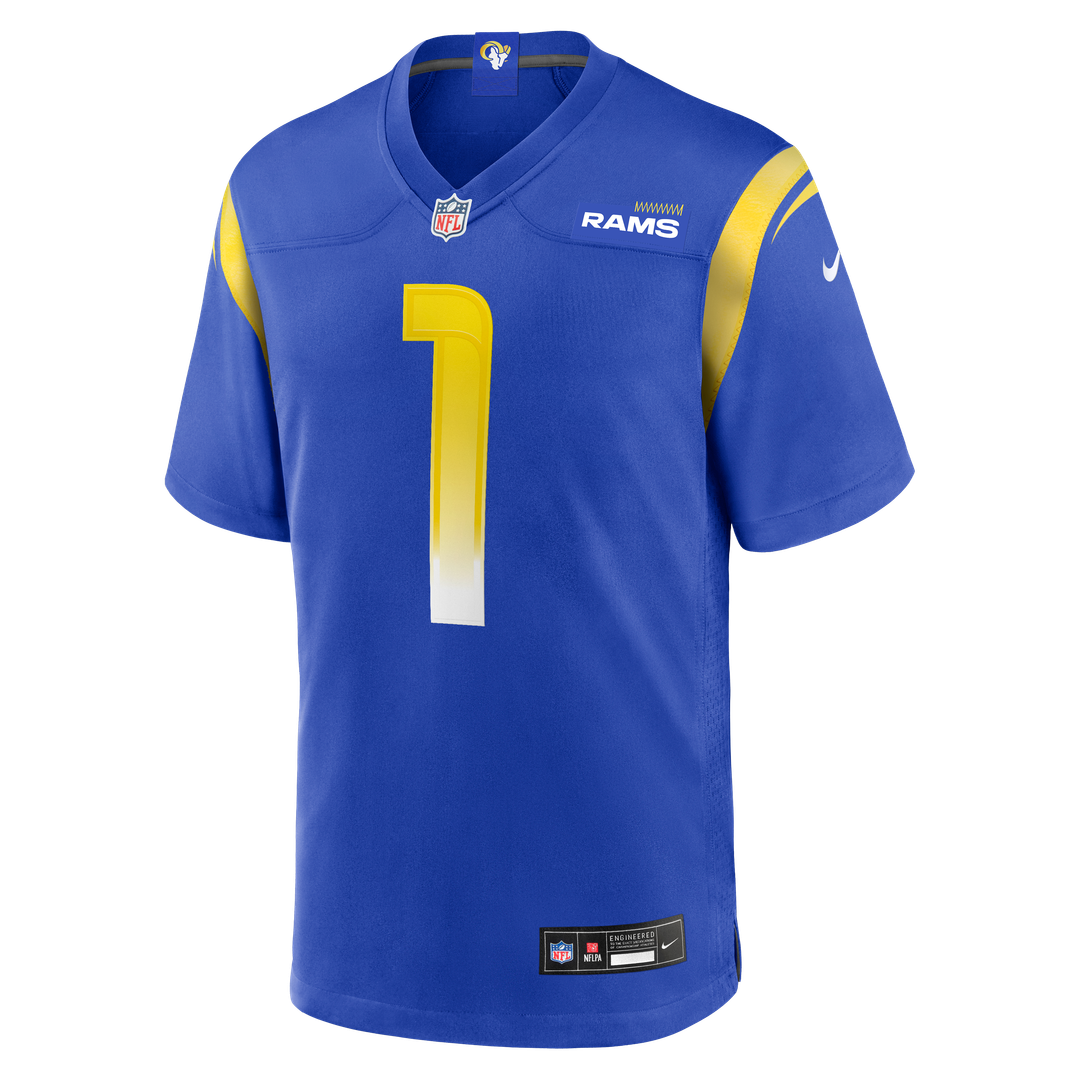 Los Angeles Rams Number 1 Groom Nike Royal Game Jersey product image 2, provided for visual reference and product detail