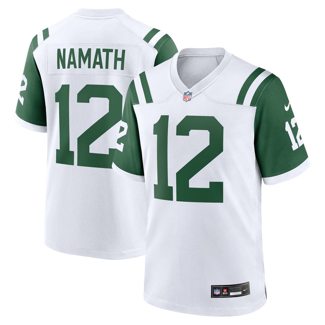 New York Jets Joe Namath Nike White Classic Alternate Retired Player Game Jersey product image 1, provided for visual