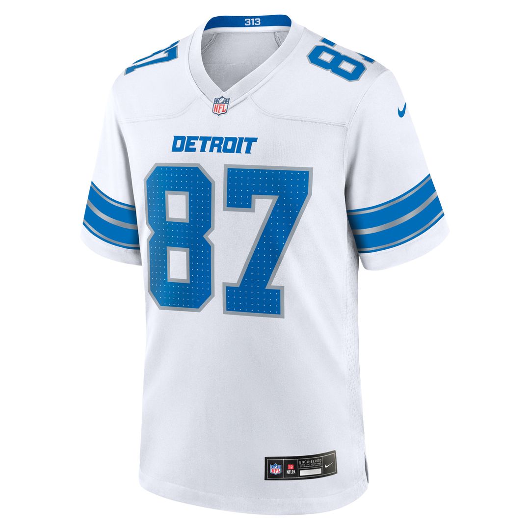 Detroit Lions Sam LaPorta Nike White White Game Jersey product image 2, provided for visual reference and product detail