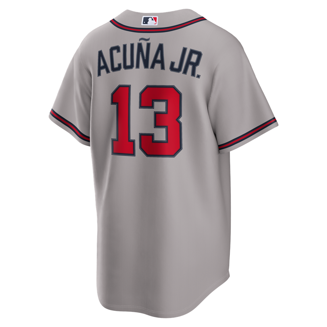 Atlanta Braves Ronald Acuña Jr. Nike Gray Road Replica Jersey product image 3, provided for visual reference and product