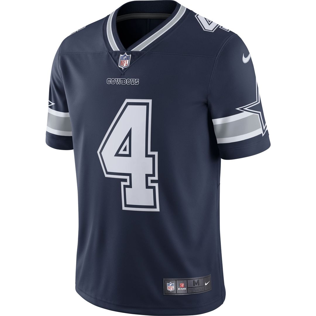 Dallas Cowboys Dak Prescott Nike Navy Vapor Limited Player Jersey product image 2, provided for visual reference and product