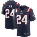 New England Patriots Ty Law Nike Navy Game Retired Player Jersey product image 1, provided for visual reference and product