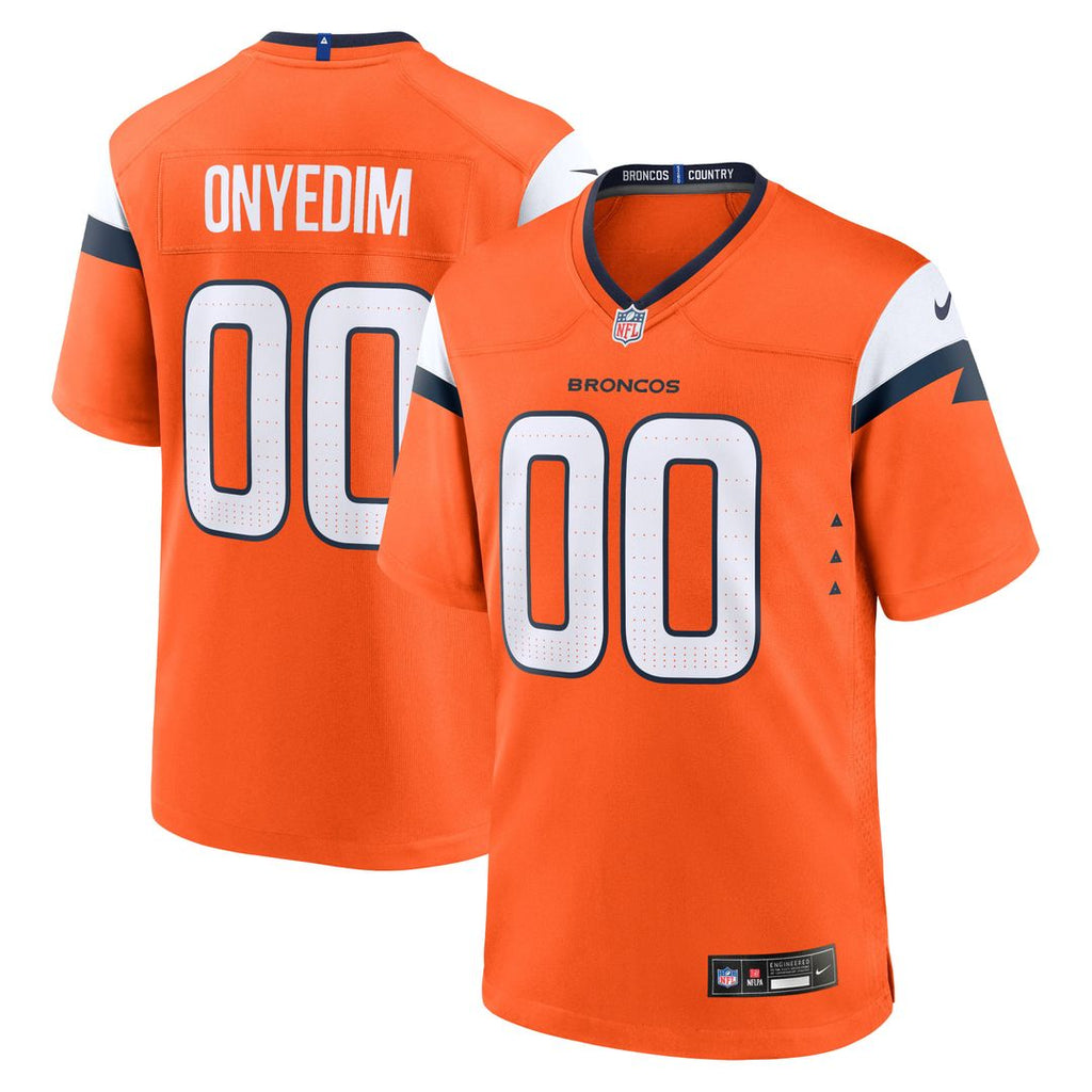 Denver Broncos Tyler Onyedim Nike Orange Game Jersey product image 1, provided for visual reference and product detail review