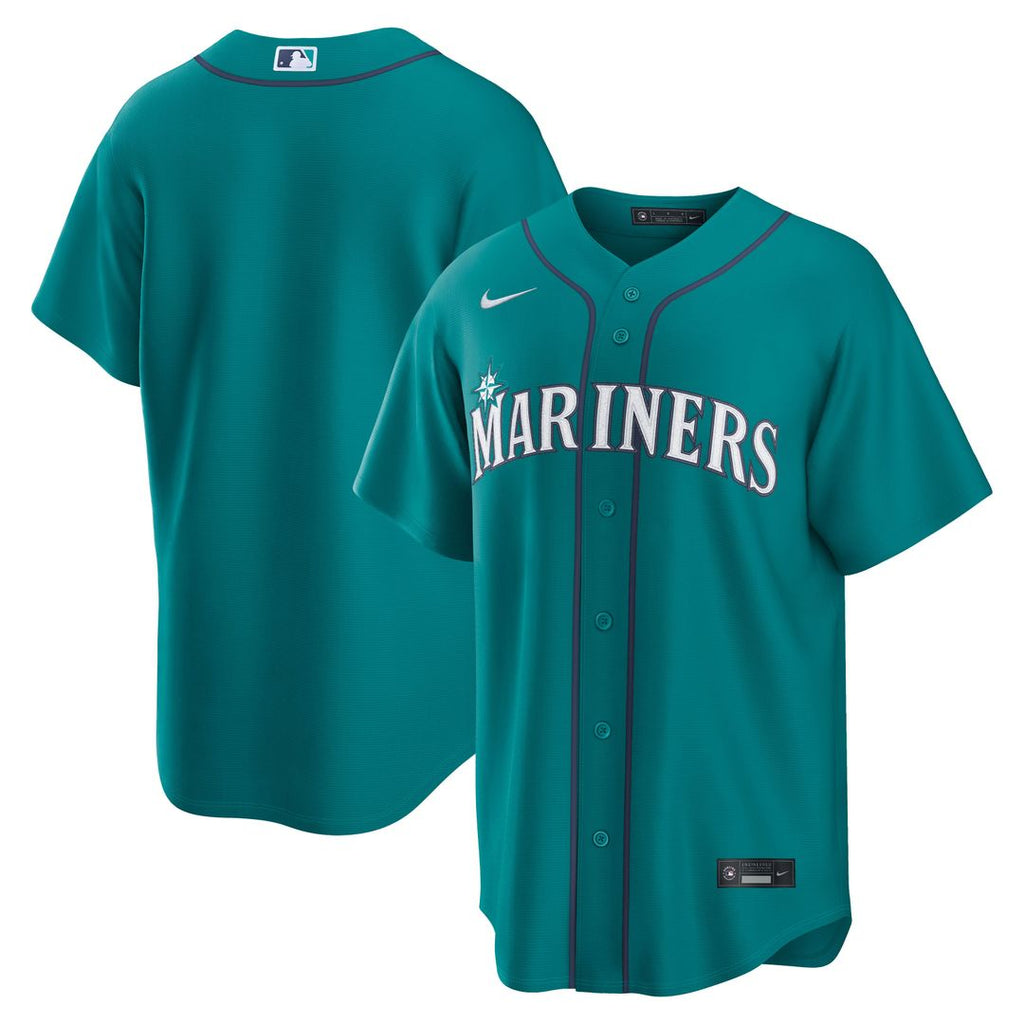 Seattle Mariners Nike Teal Alternate Replica Jersey product image 1, provided for visual reference and product detail review