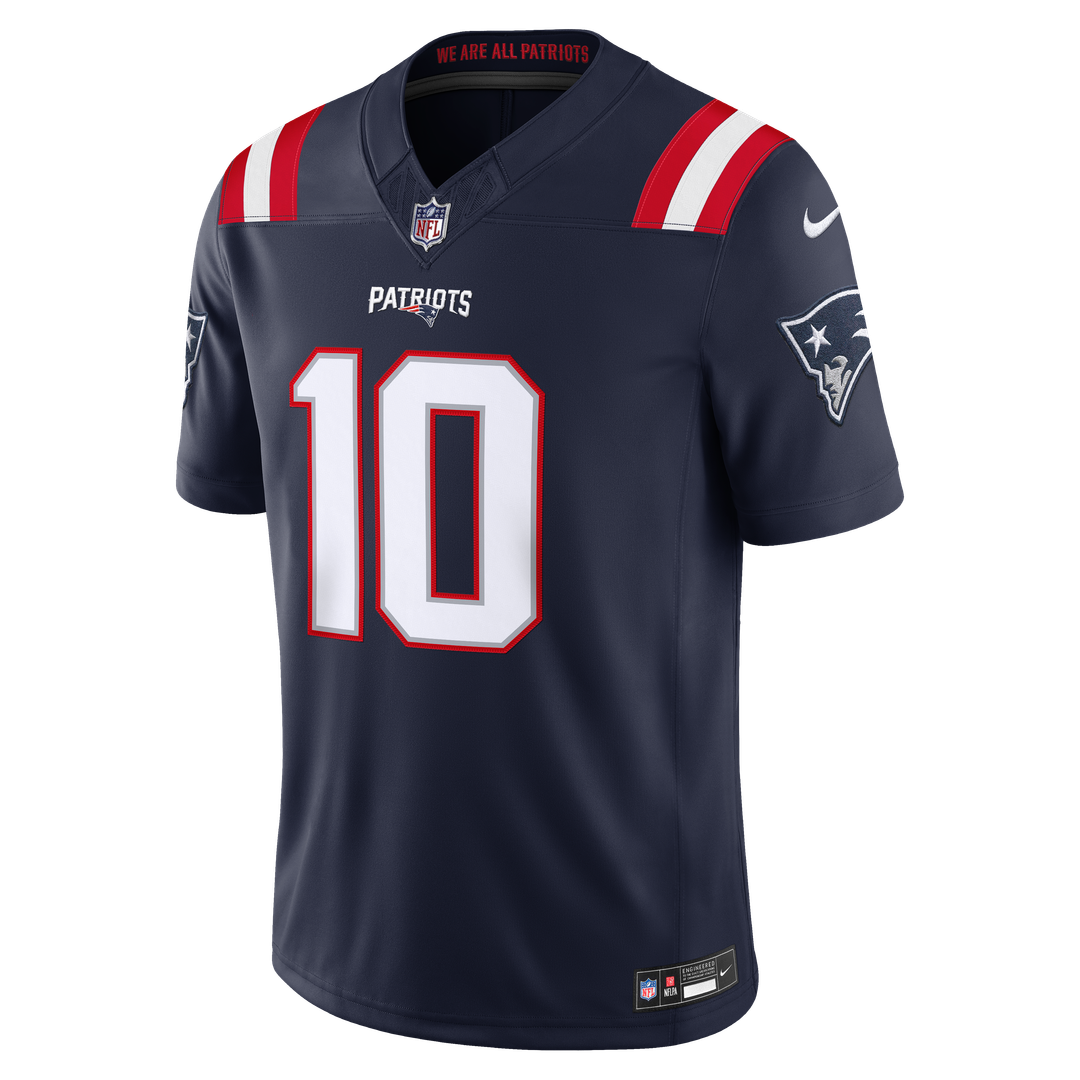 New England Patriots Drake Maye Nike Navy Team Vapor F.U.S.E. Stitched Limited Jersey product image 6, provided for visual