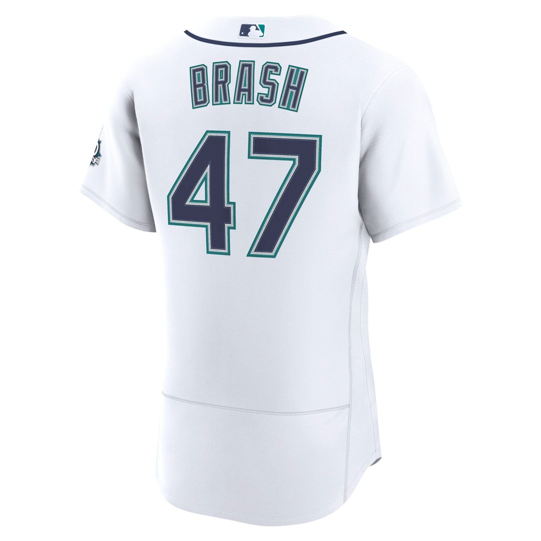 Seattle Mariners Matt Brash Nike White Home 50th Season Authentic Jersey product image 3, provided for visual reference and