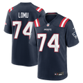 New England Patriots Caleb Lomu Nike Navy Team Game Jersey product image 1, provided for visual reference and product detail