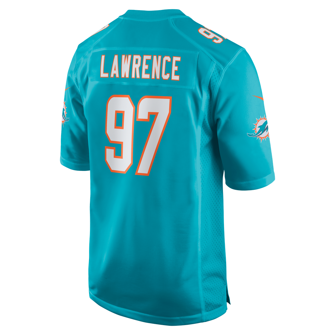 Miami Dolphins Rashard Lawrence Nike Aqua Team Game Jersey product image 3, provided for visual reference and product detail