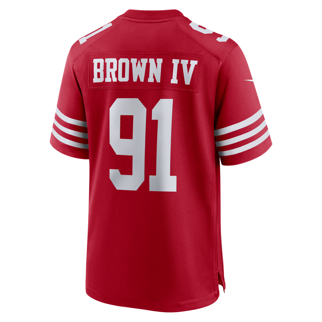 San Francisco 49ers Earnest Brown IV Nike Scarlet Team Game Jersey product image 3, provided for visual reference and